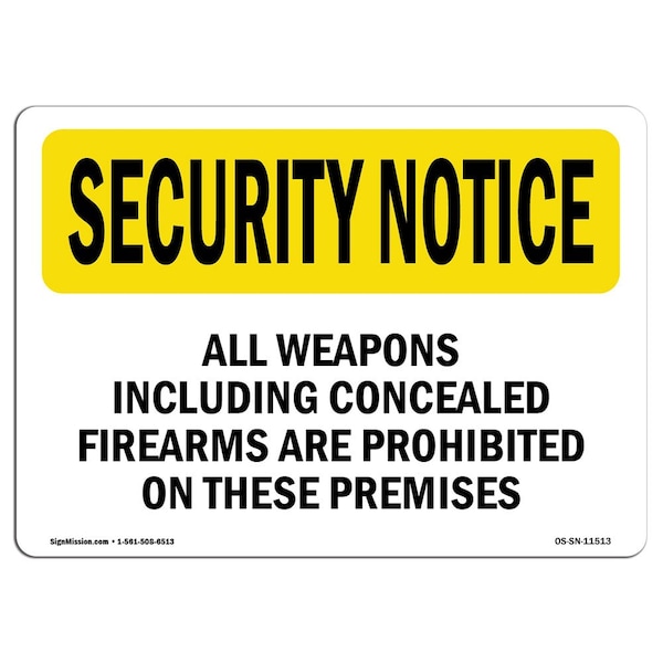 Sign, 3.5" H, 5" W, Concealed Firearms Prohibited, Landscape, SN-D-35-L-11513-10PK